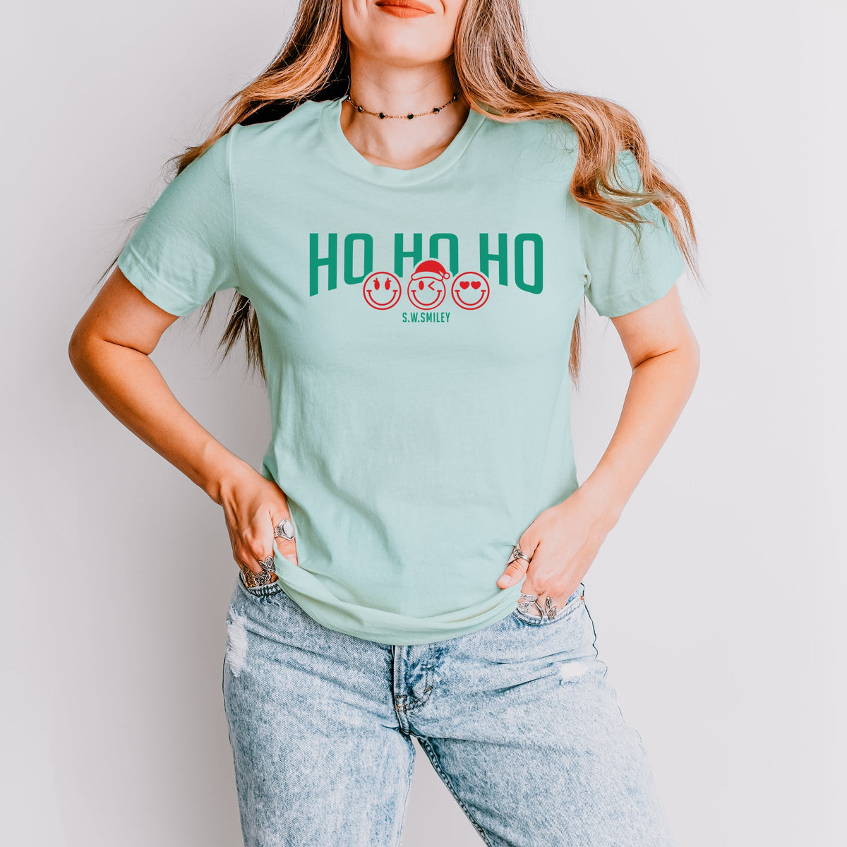 S.W.Smiley Varsity Ho Ho Ho - Womens Short Sleeve Tee