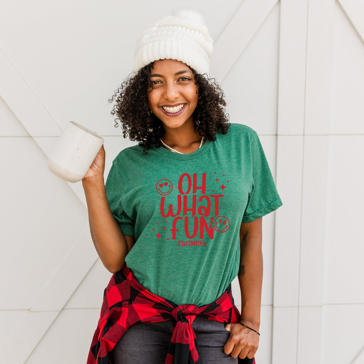 S.W.Smiley Oh What Fun Sparkle - Womens Short Sleeve Tee