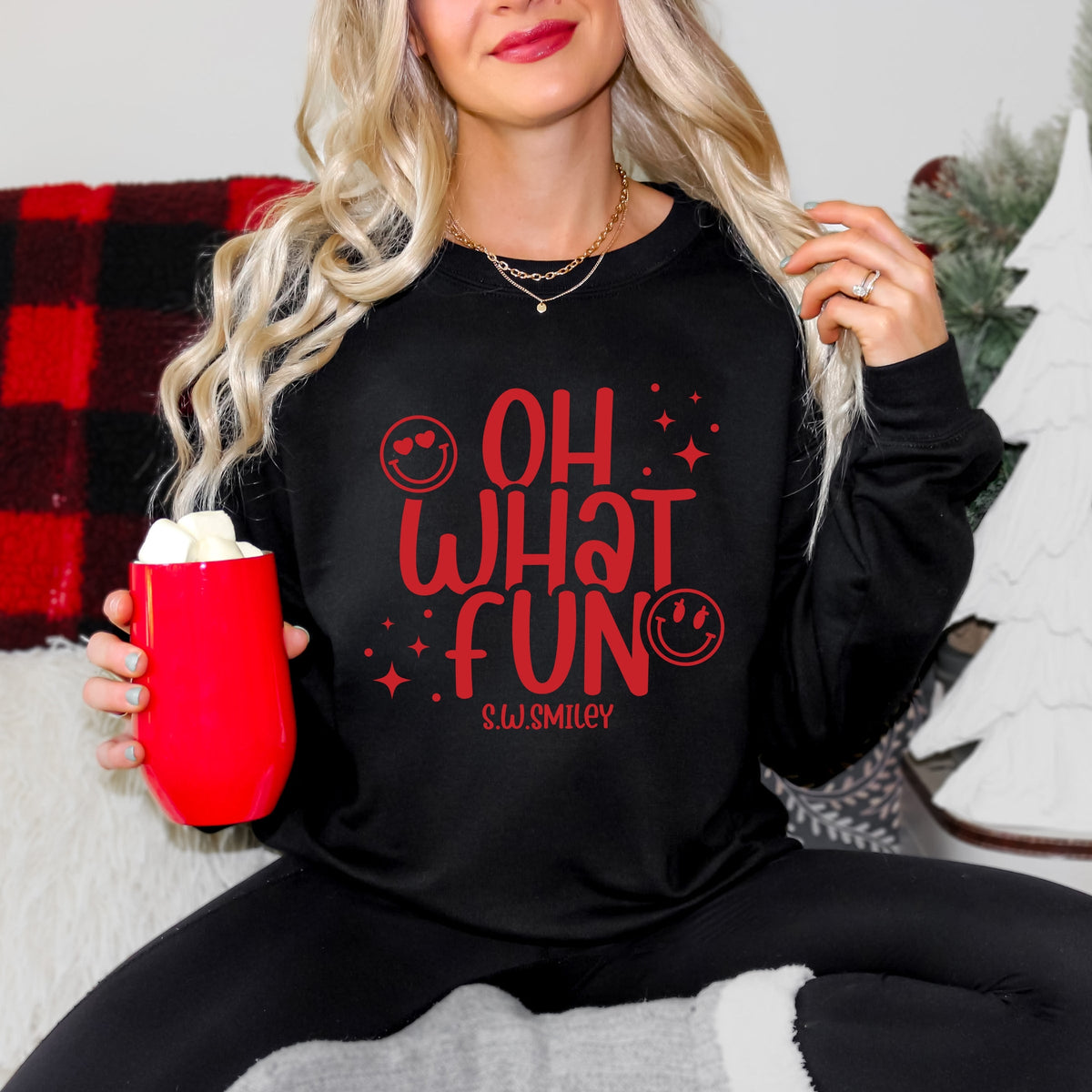 S.W.Smiley Oh What Fun Sparkle -  Womens Sweatshirt