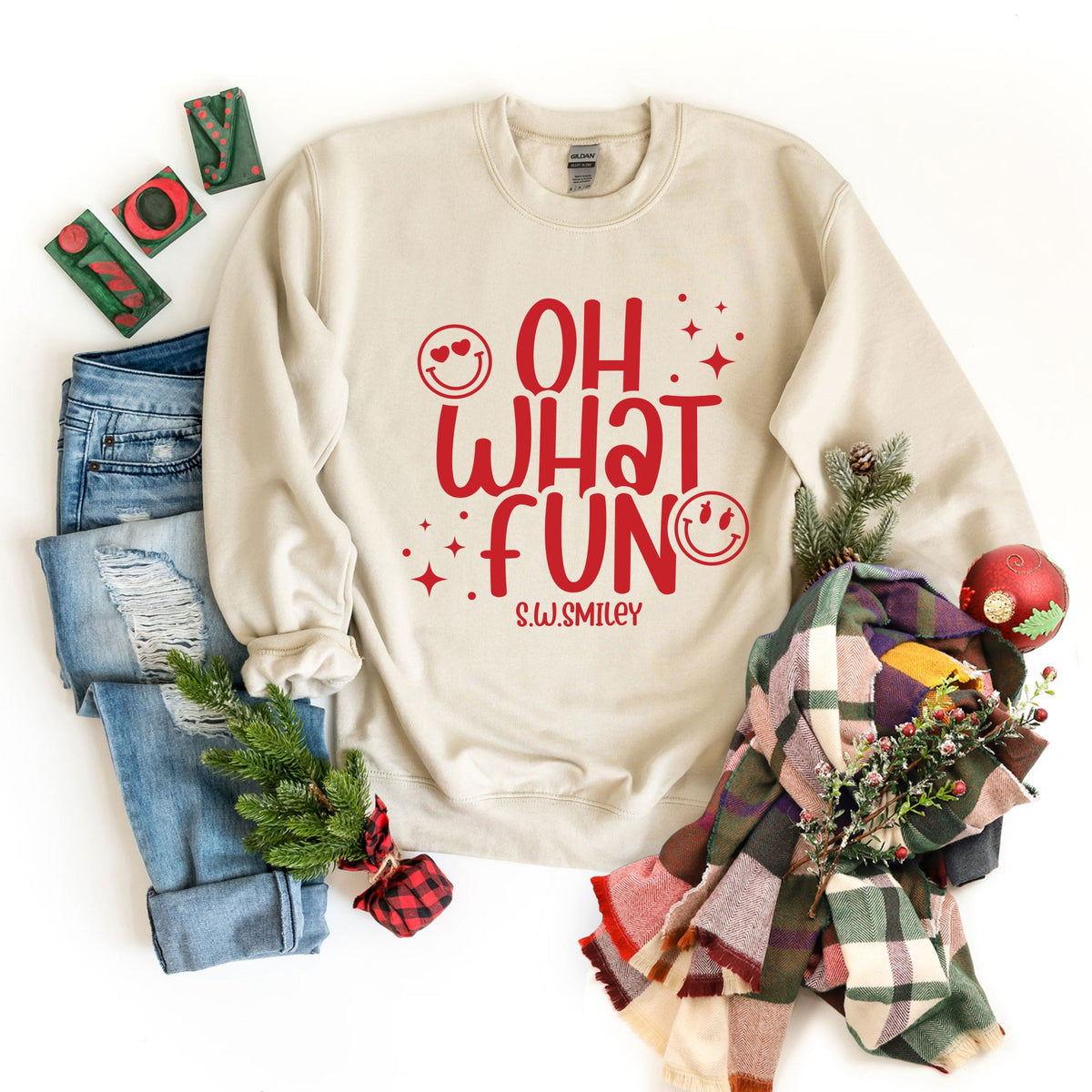 S.W.Smiley Oh What Fun Sparkle -  Womens Sweatshirt