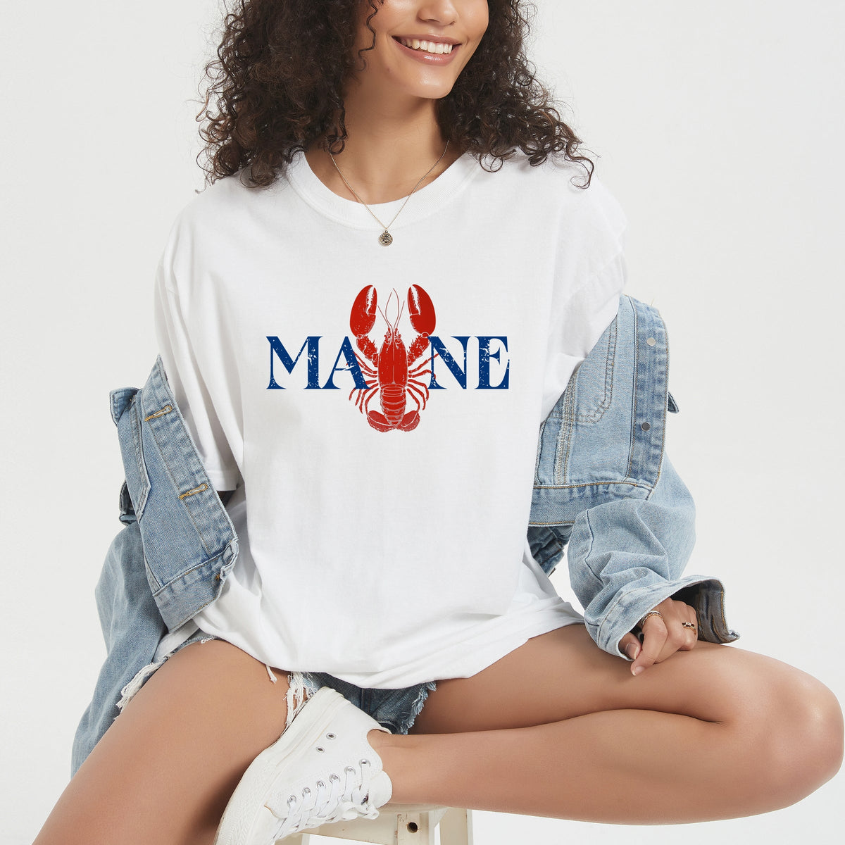 Maine Lobster - Women's Garment Dyed Graphic T-Shirt