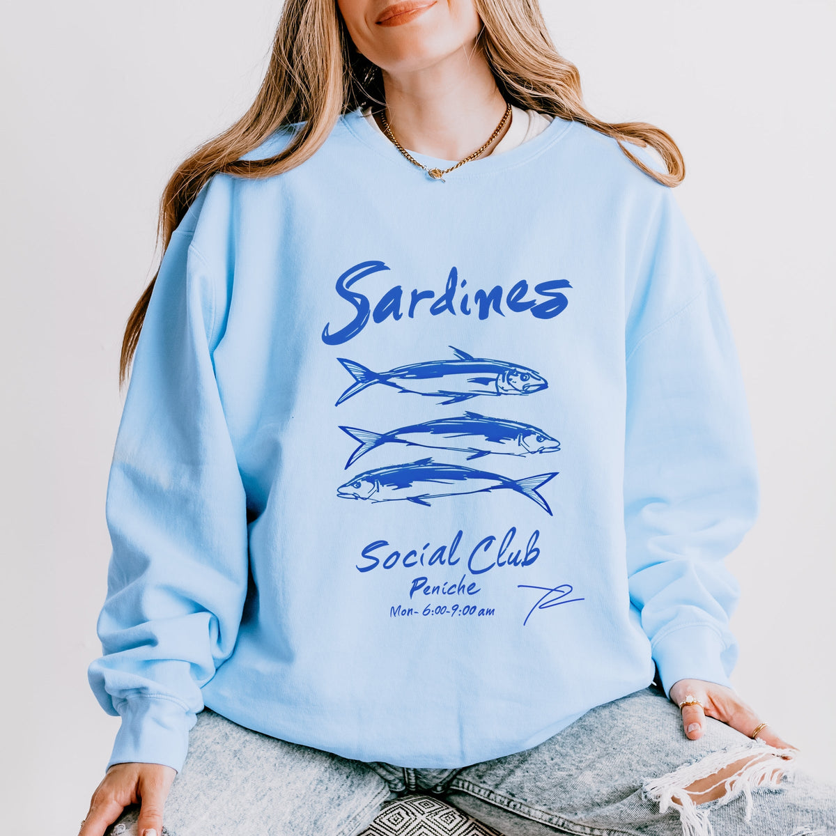 Sardines Social Club - Women's Lightweight Garment Dyed Sweatshirt