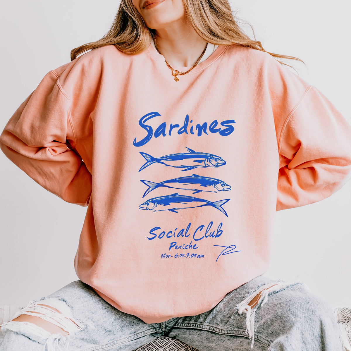 Sardines Social Club - Women's Lightweight Garment Dyed Sweatshirt