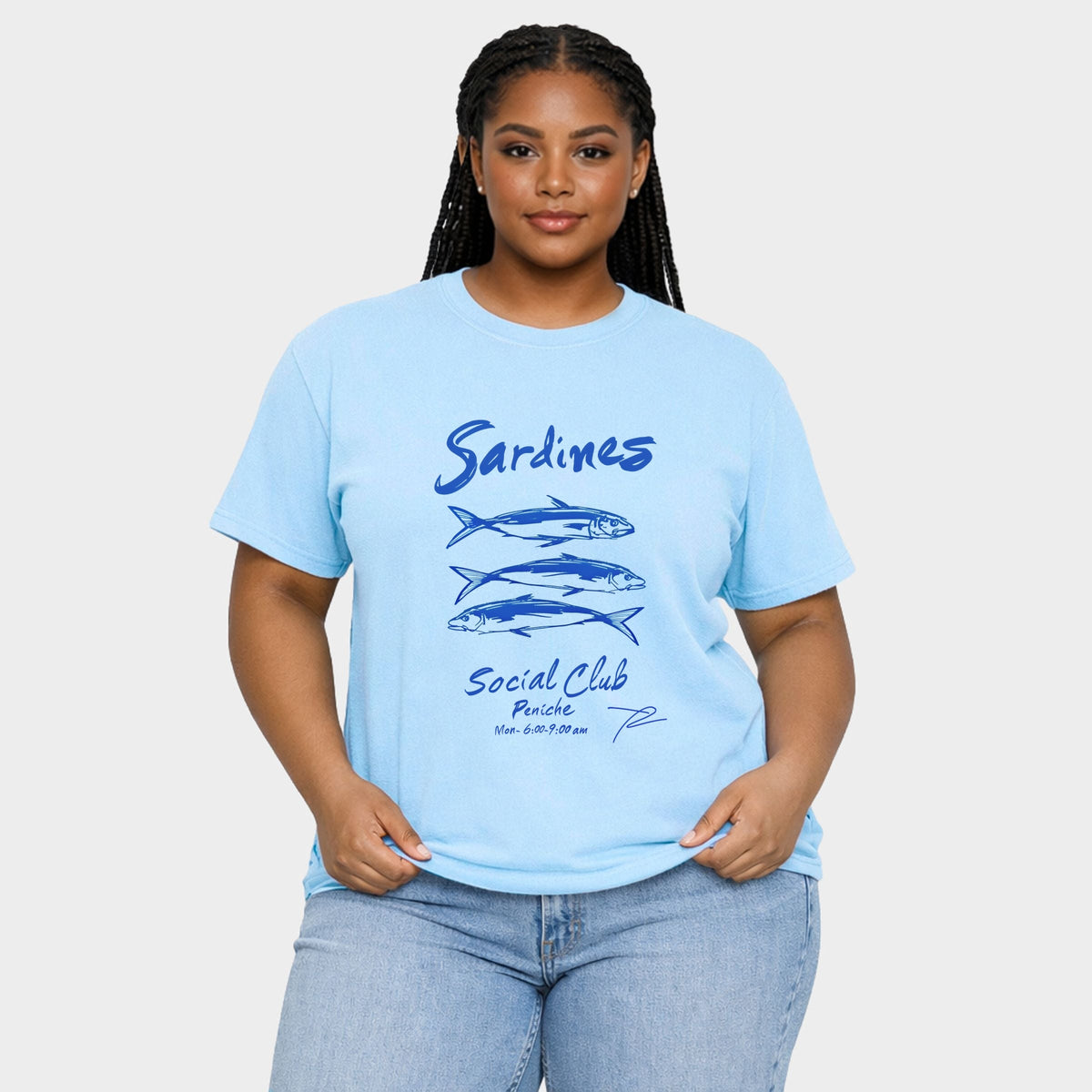Sardines Social Club - Women's Plus Sized Garment Dyed Graphic T-Shirt