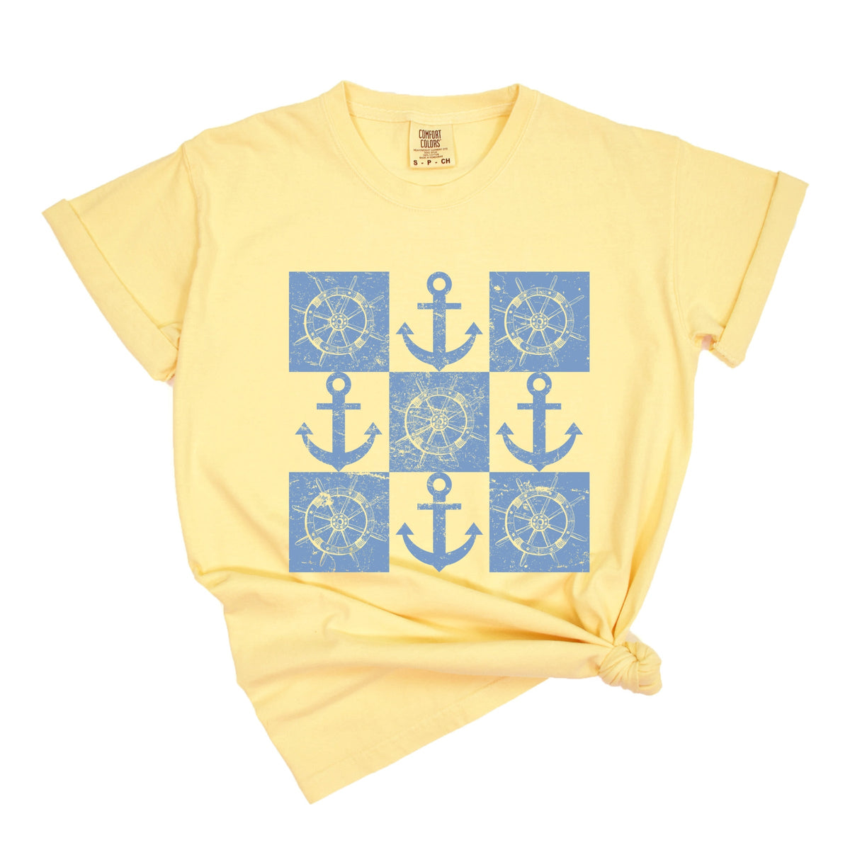 Anchor Wheel Grid - Womens Garment Dyed Tee