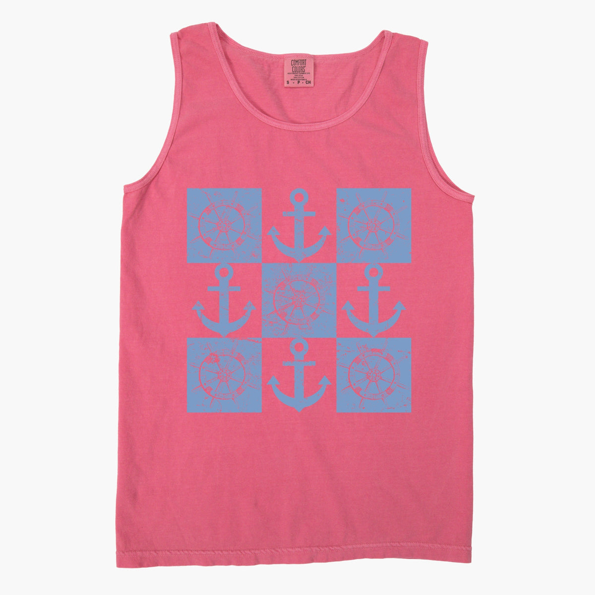 Anchor Wheel Grid - Women's Garment Dyed Tank