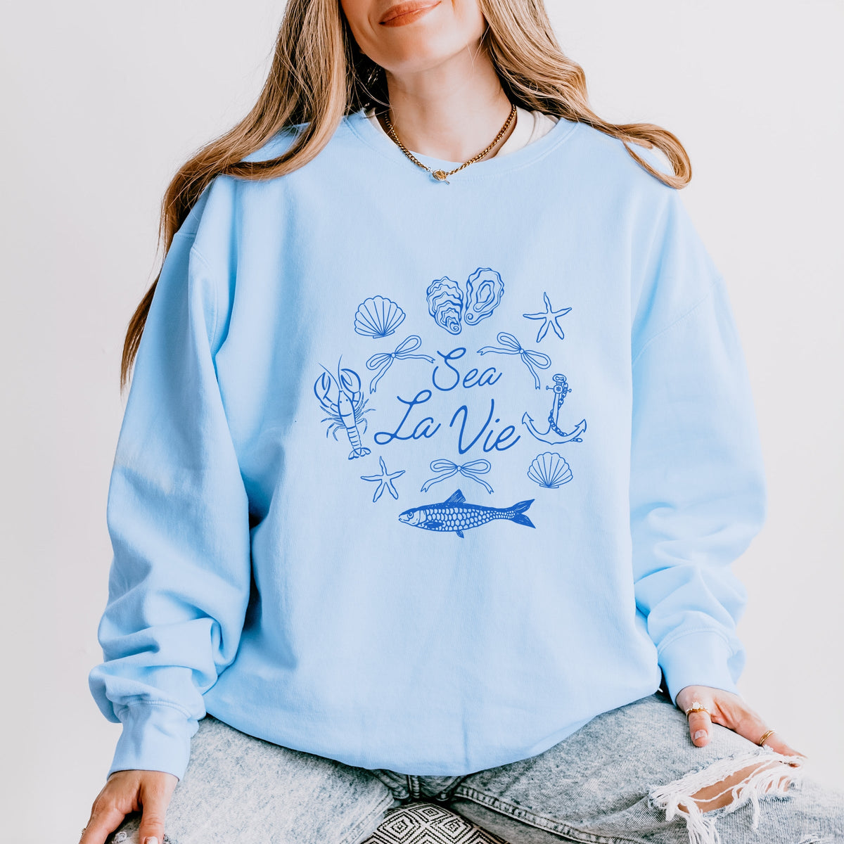 Sea La Vie Collage - Women's Lightweight Garment Dyed Sweatshirt