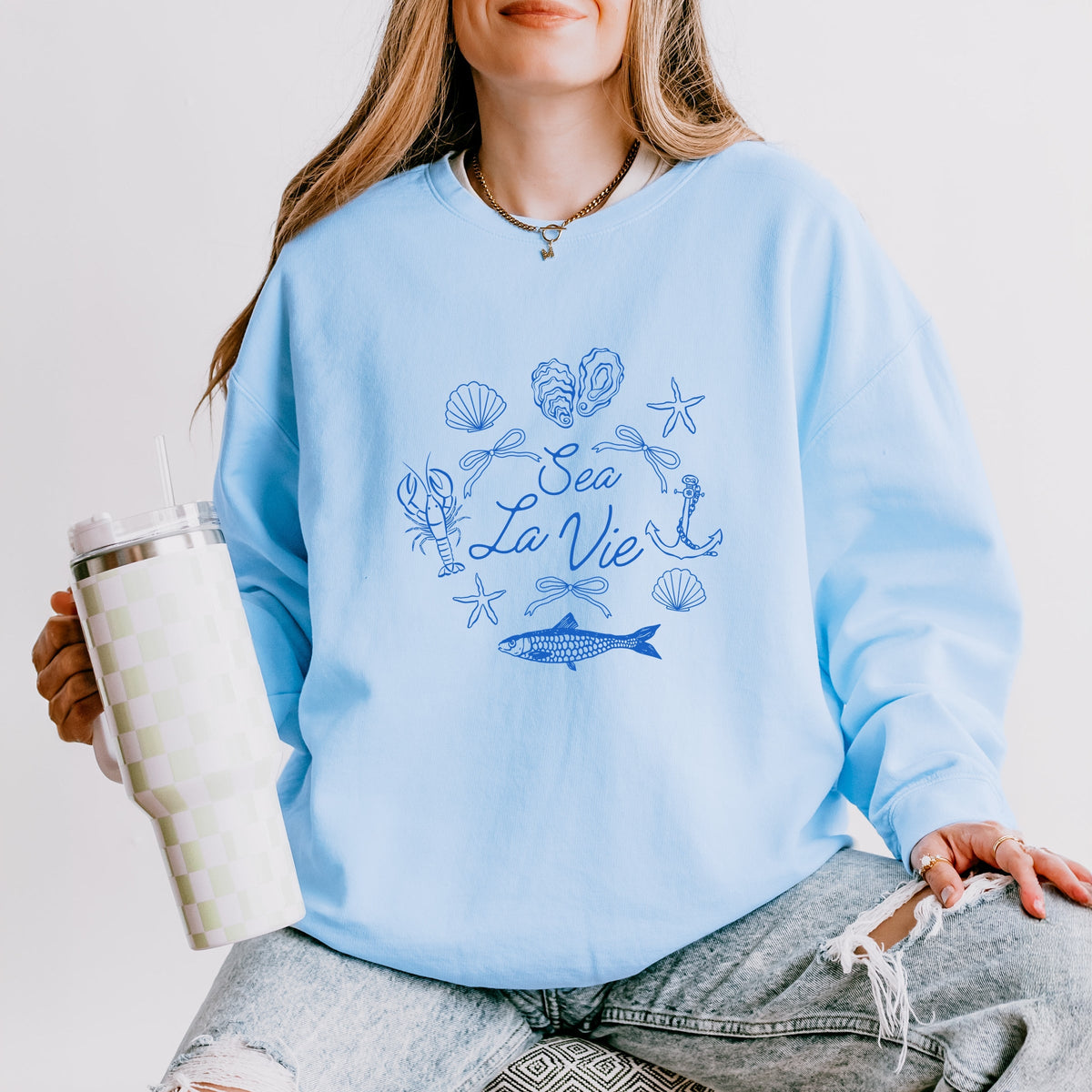 Sea La Vie Collage - Women's Lightweight Garment Dyed Sweatshirt