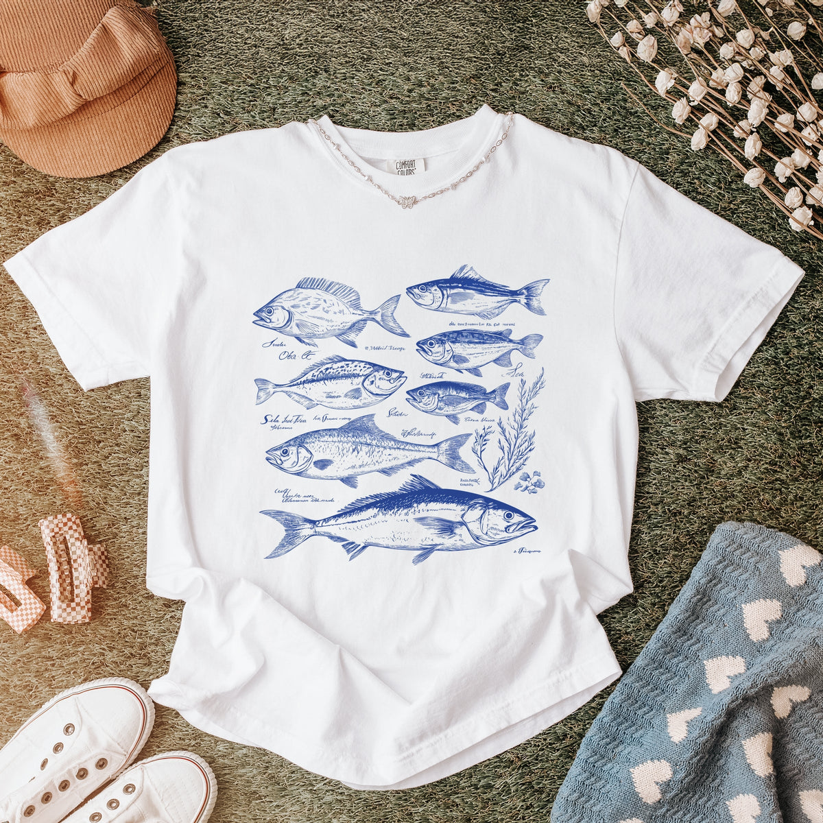 Vintage Fish - Women's Garment Dyed Graphic T-Shirt