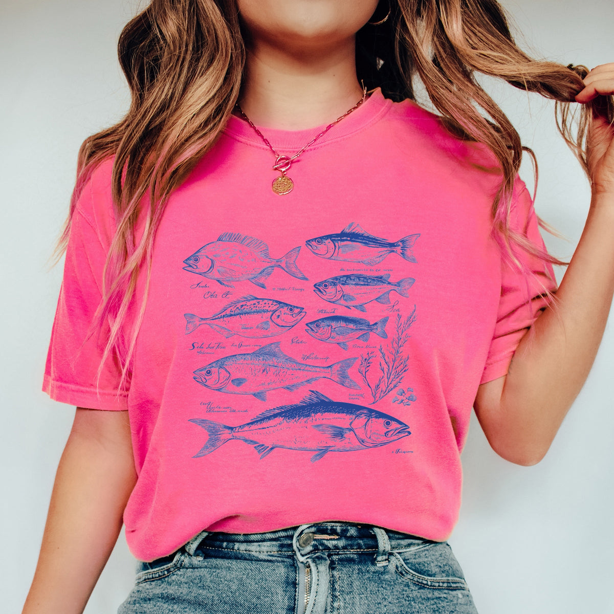 Vintage Fish - Women's Garment Dyed Graphic T-Shirt