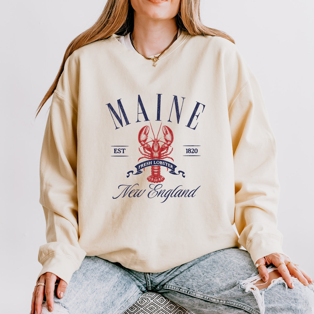 Maine New England - Women's Lightweight Garment Dyed Sweatshirt