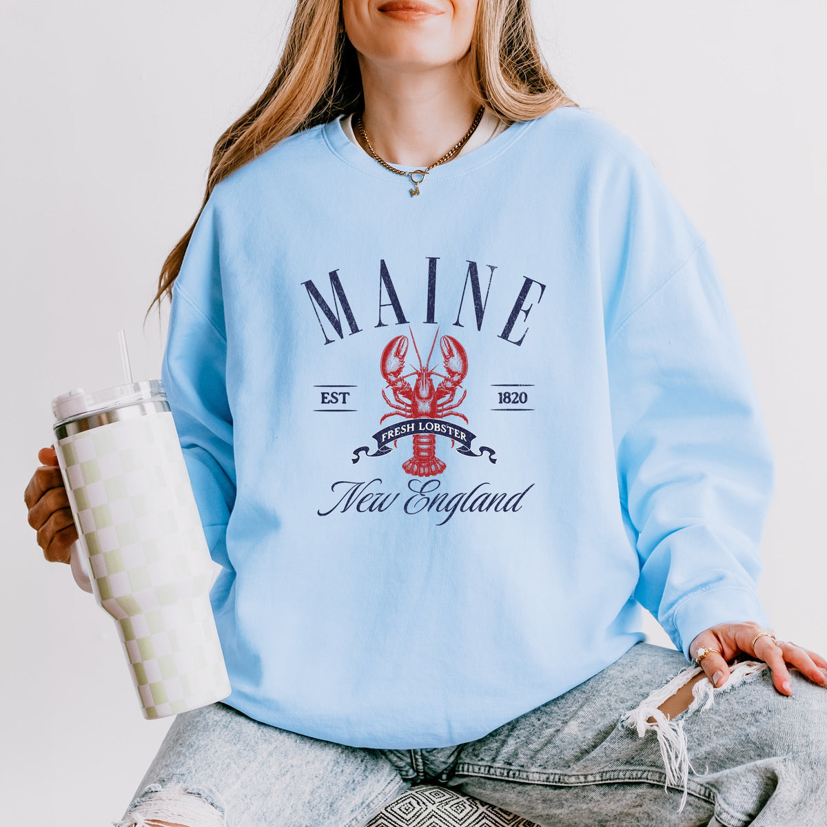 Maine New England - Women's Lightweight Garment Dyed Sweatshirt