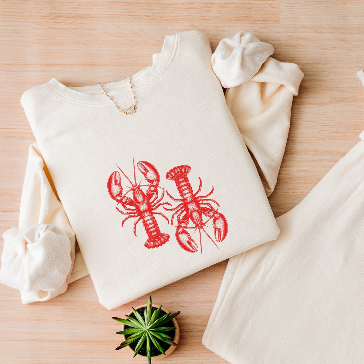 Two Lobsters - Women's Lightweight Garment Dyed Sweatshirt
