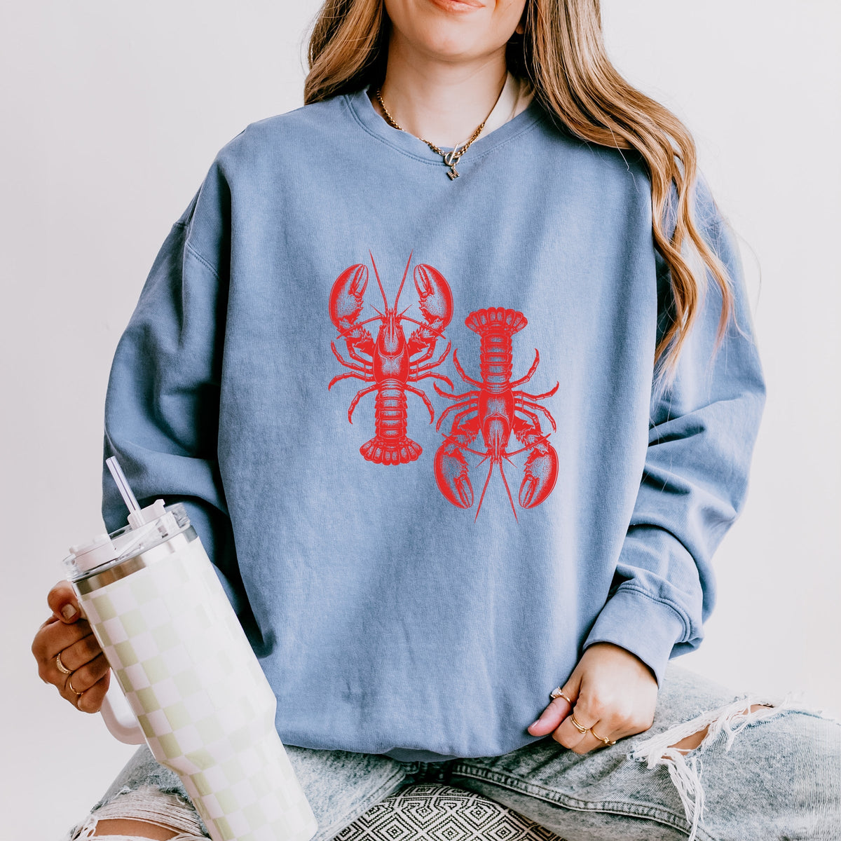 Two Lobsters - Women's Lightweight Garment Dyed Sweatshirt