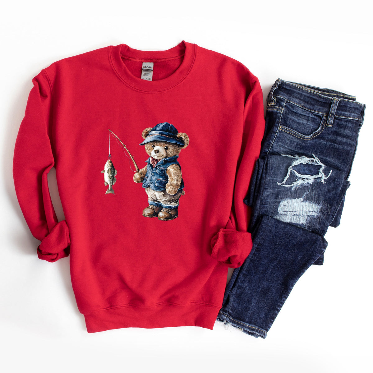 Teddy Bear Fisherman - Women's Sweatshirt