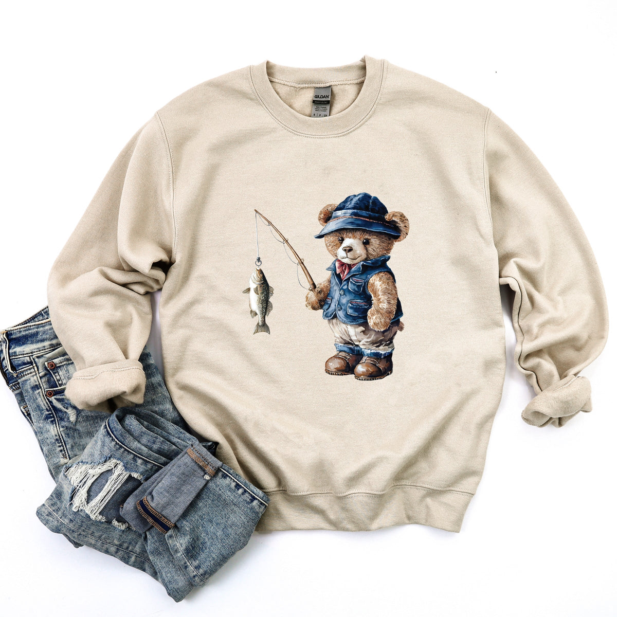 Teddy Bear Fisherman - Women's Sweatshirt