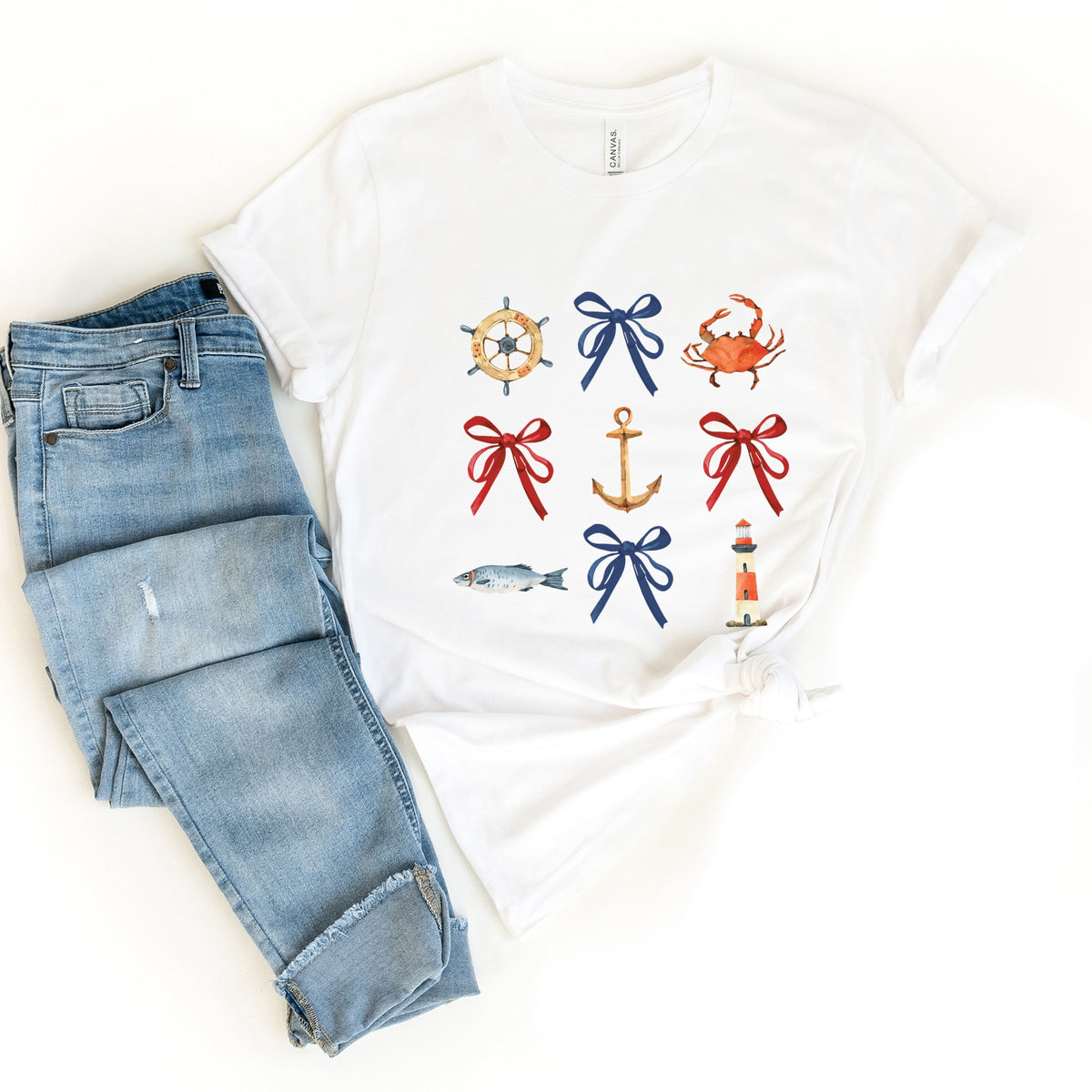 Coquette Nautical Collage - Womens Short Sleeve Tee