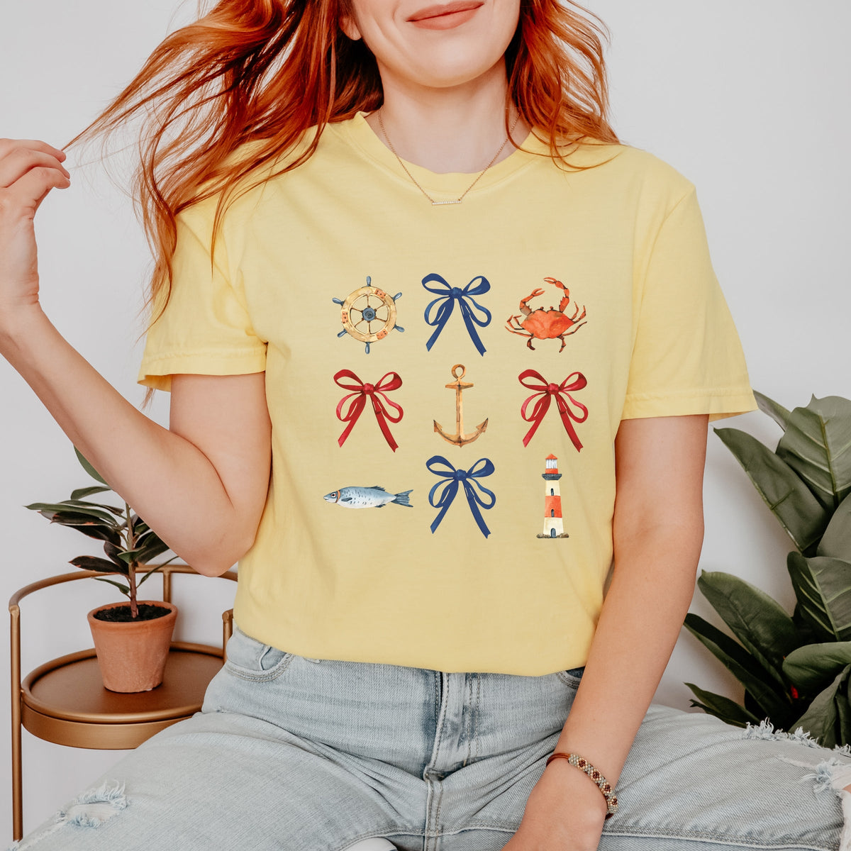 Coquette Nautical Collage - Women's Garment Dyed Tee