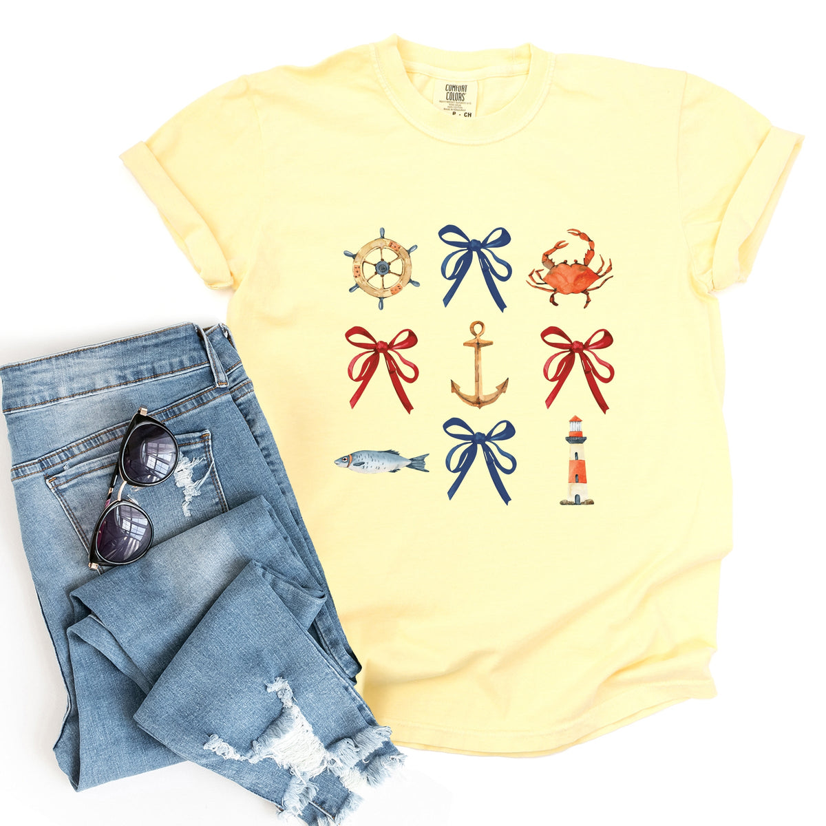 Coquette Nautical Collage - Women's Garment Dyed Tee