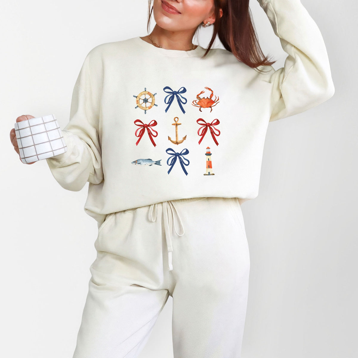 Coquette Nautical Collage - Women's Lightweight Garment Dyed Sweatshirt