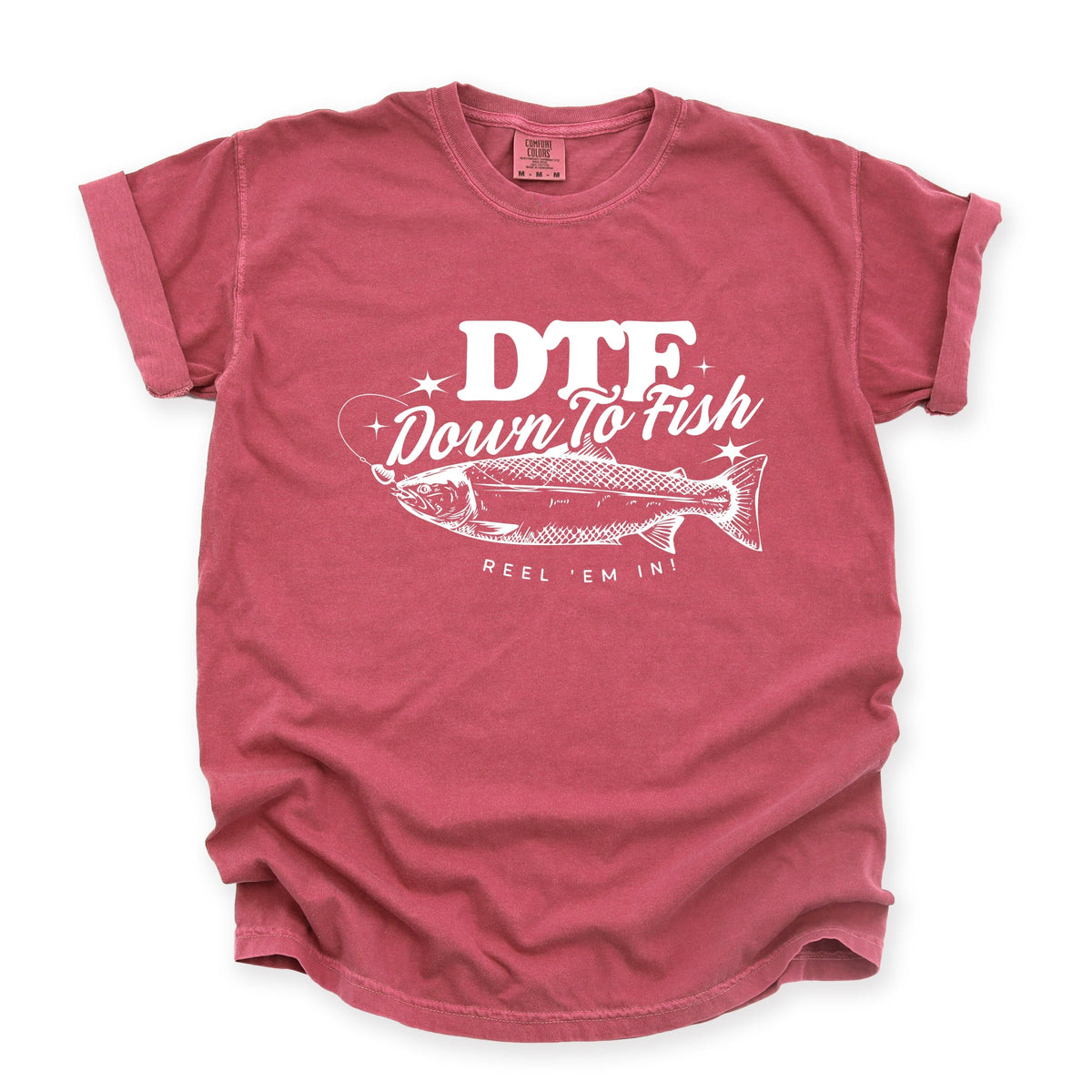 DTF Down To Fish - Women's Garment Dyed Graphic T-Shirt