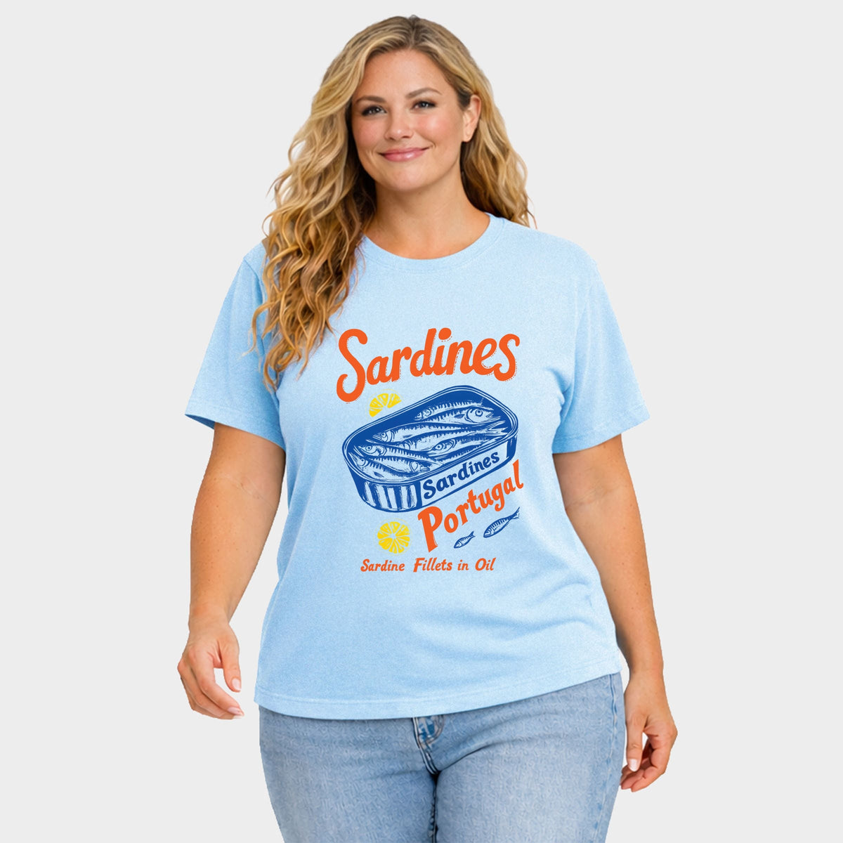 Sardines Portugal - Women's Plus Sized Garment Dyed Graphic T-Shirt
