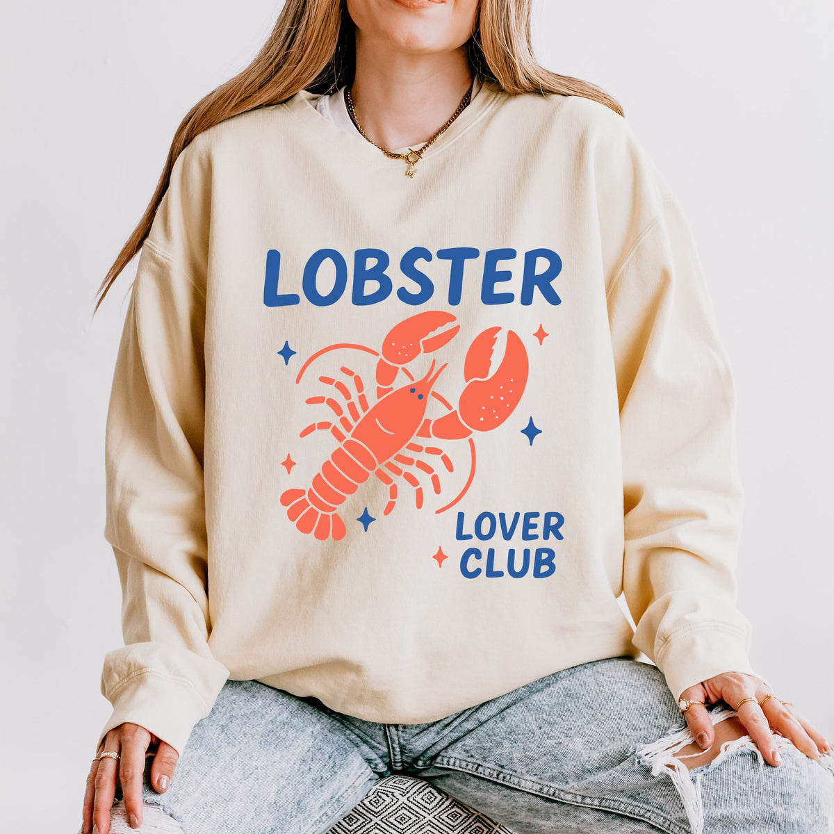 Lobster Lover Club - Women's Lightweight Garment Dyed Sweatshirt