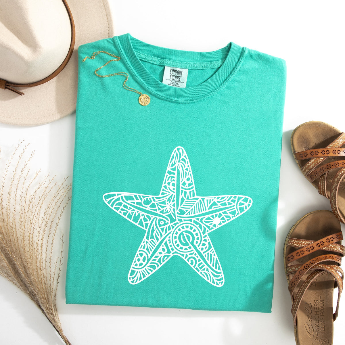 Starfish Mandala - Women's Garment Dyed Graphic T-Shirt