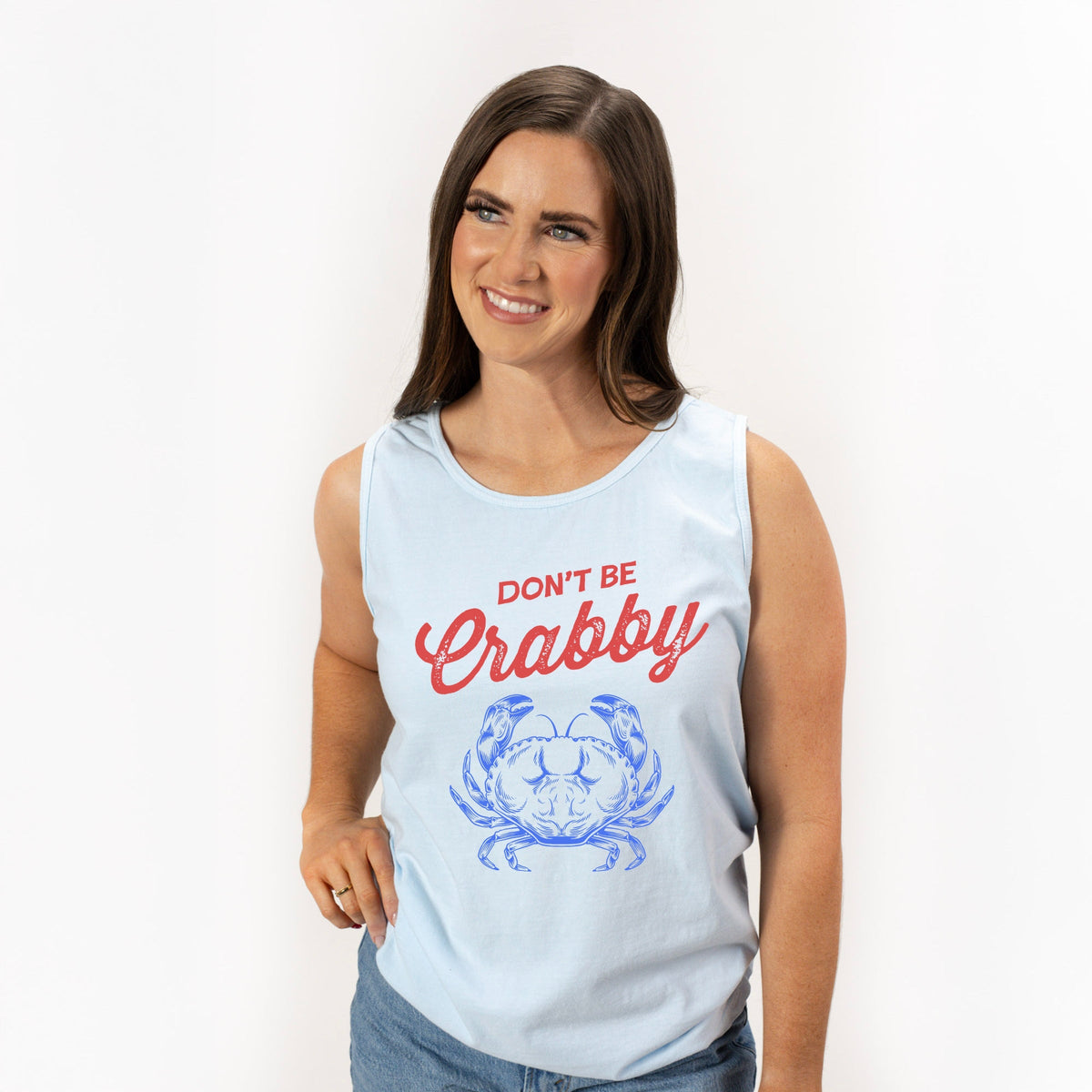 Don't Be Crabby Sketched - Women's Garment Dyed Graphic Tank Top