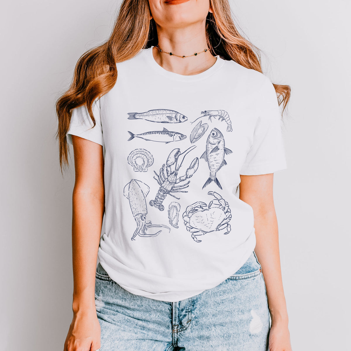 Nautical Creatures Sketched - Women's Short Sleeve Graphic T-Shirt