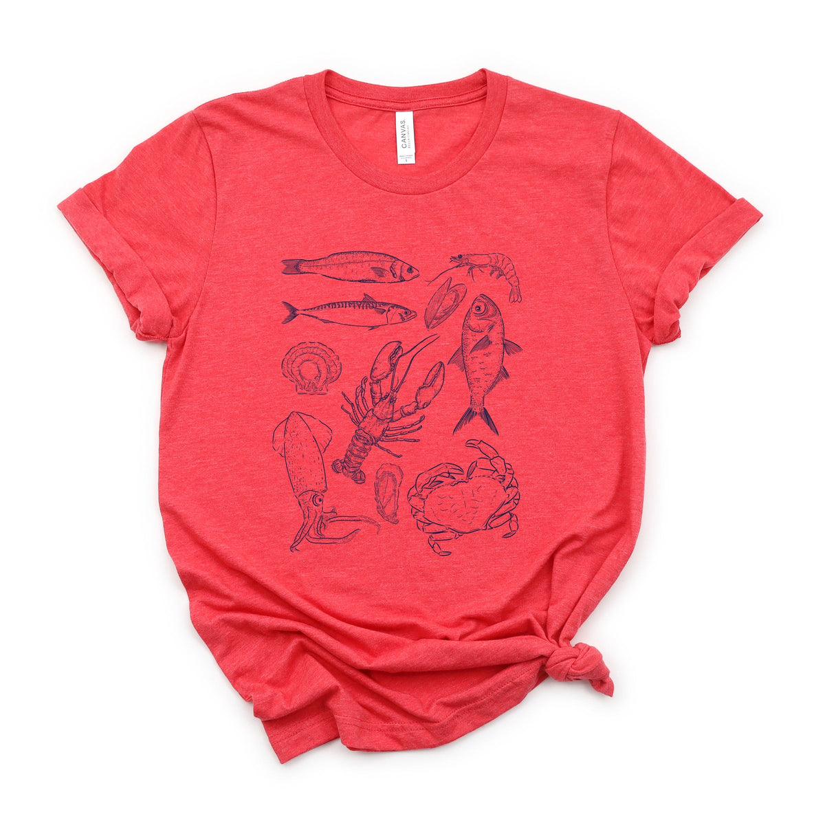Nautical Creatures Sketched - Women's Short Sleeve Graphic T-Shirt