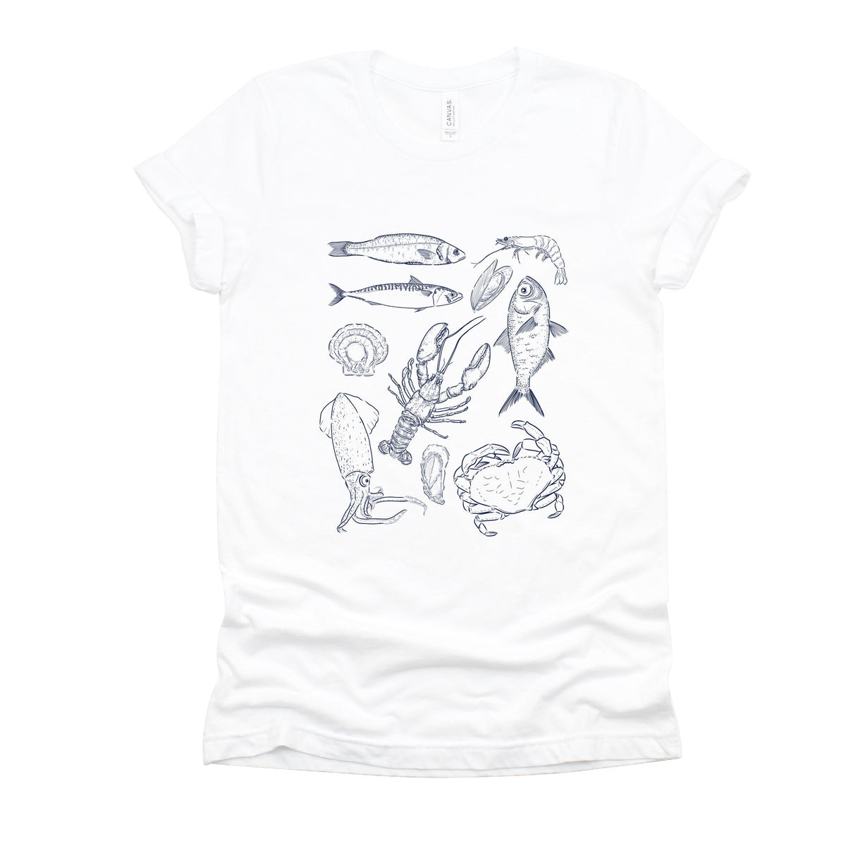 Nautical Creatures Sketched - Women's Short Sleeve Graphic T-Shirt