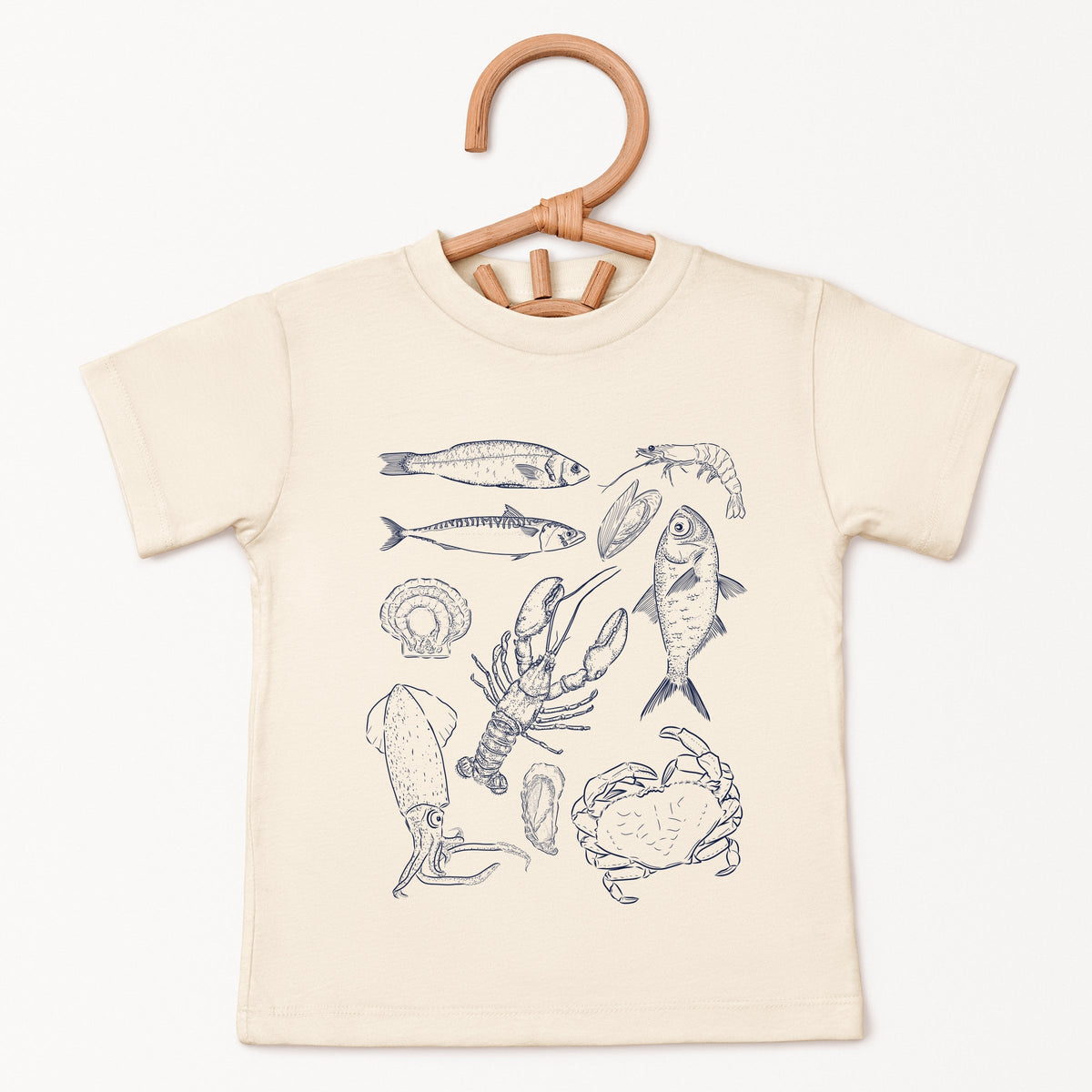 Nautical Creatures Sketched - Toddler Short Sleeve Graphic T-Shirt
