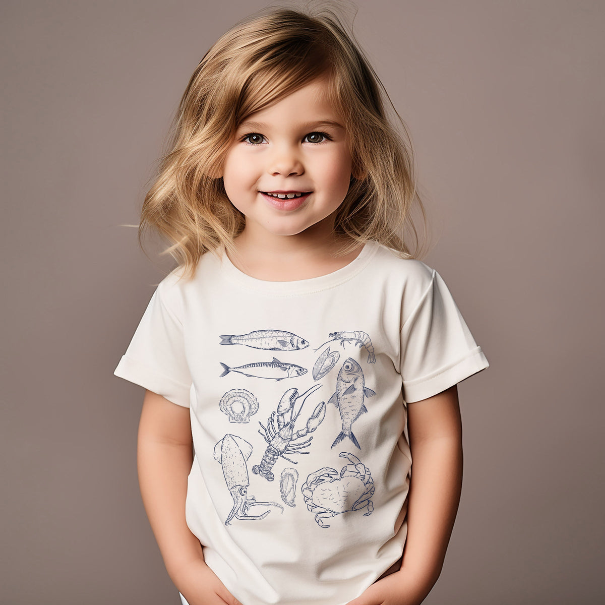 Nautical Creatures Sketched - Toddler Short Sleeve Graphic T-Shirt