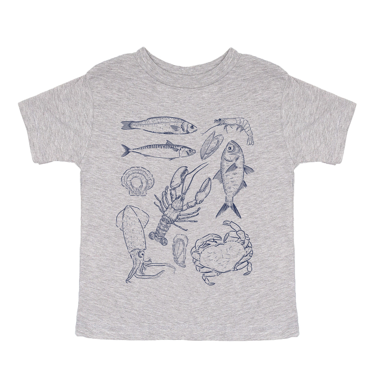 Nautical Creatures Sketched - Toddler Short Sleeve Graphic T-Shirt