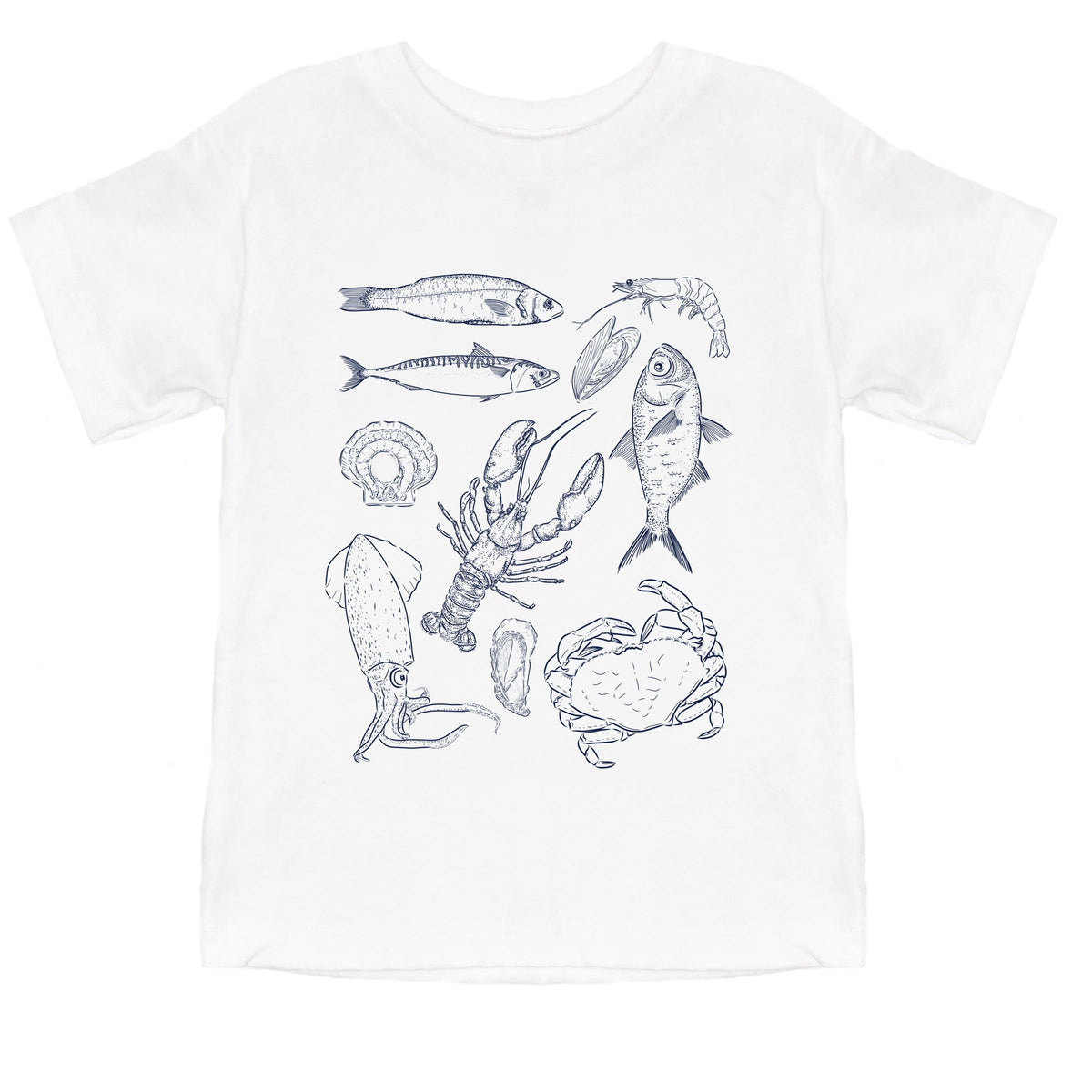 Nautical Creatures Sketched - Toddler Short Sleeve Graphic T-Shirt