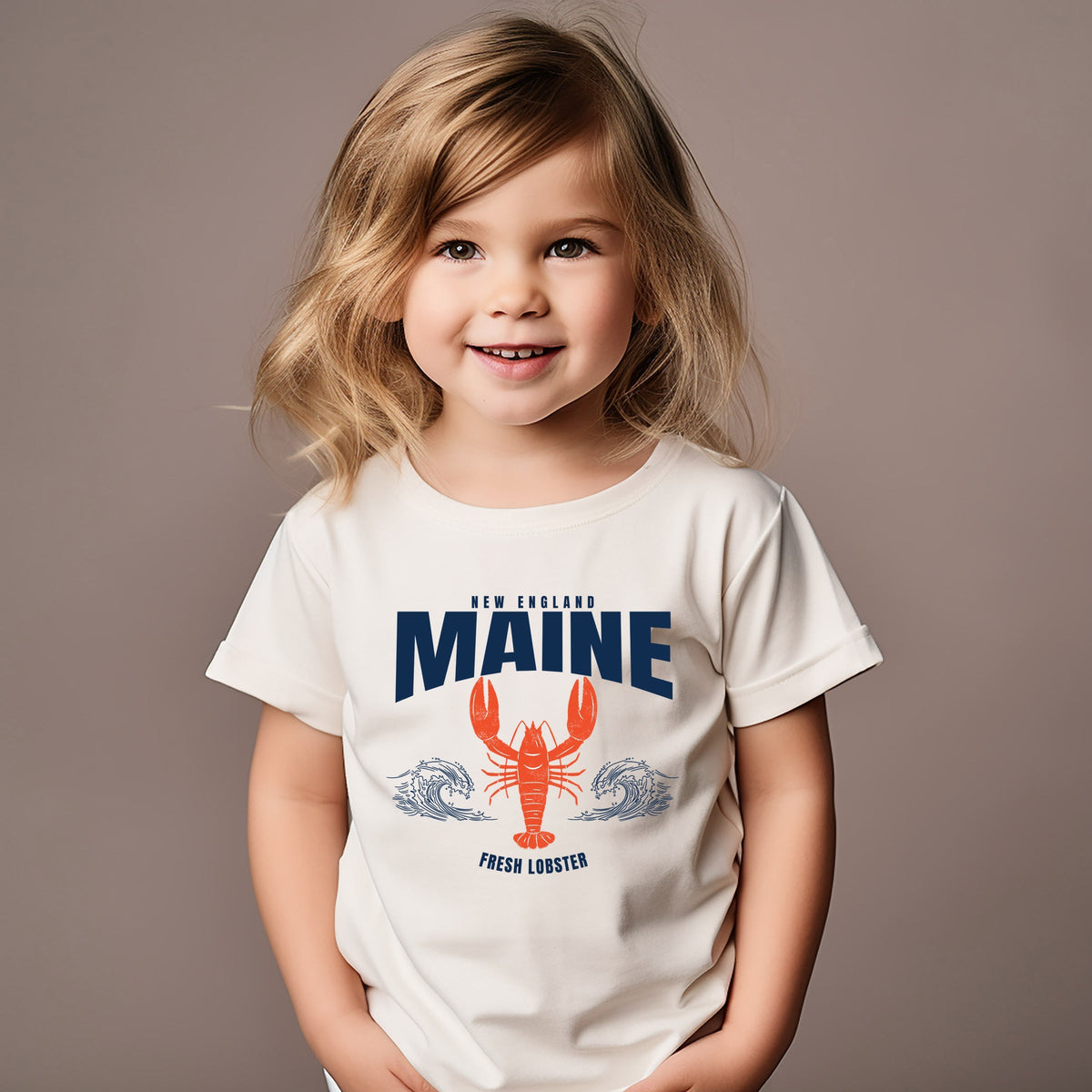 Maine Fresh Lobster Waves - Toddler Short Sleeve Graphic T-Shirt