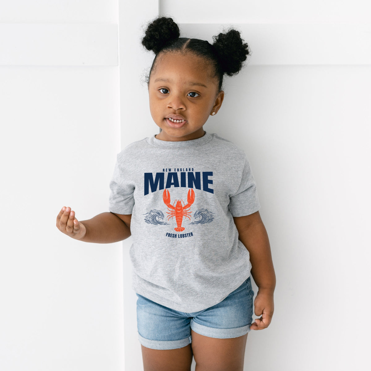 Maine Fresh Lobster Waves - Toddler Short Sleeve Graphic T-Shirt