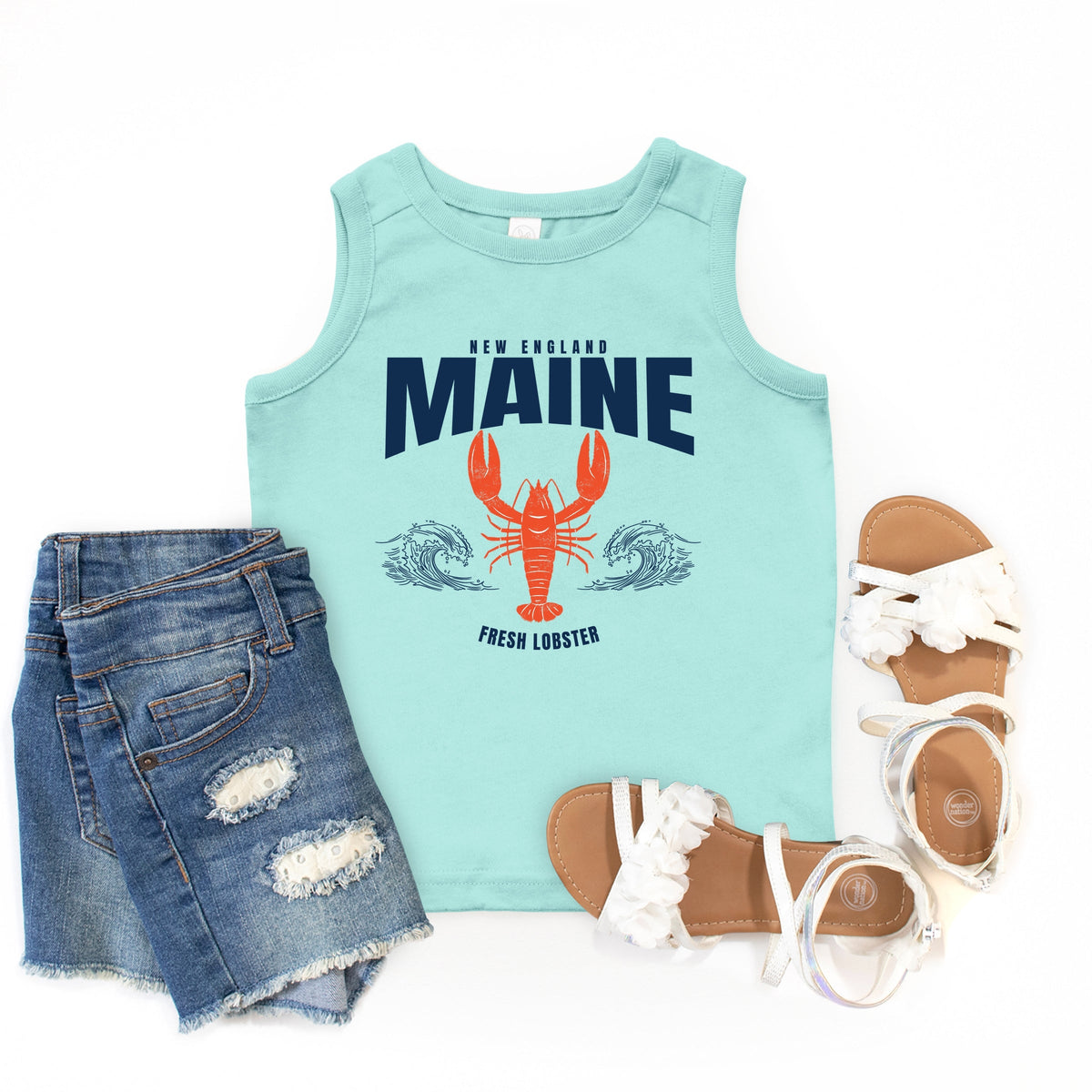 Maine Fresh Lobster Waves - Youth Tank Top