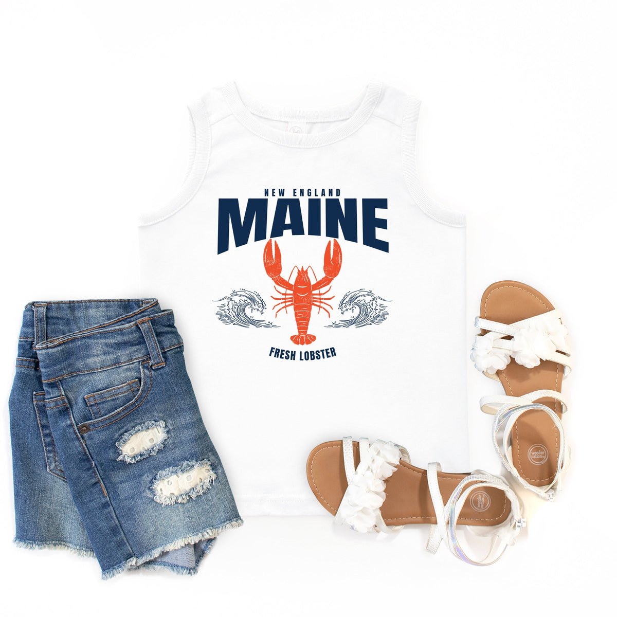 Maine Fresh Lobster Waves - Youth Tank Top