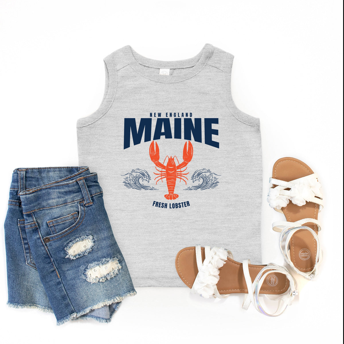 Maine Fresh Lobster Waves - Youth Tank Top