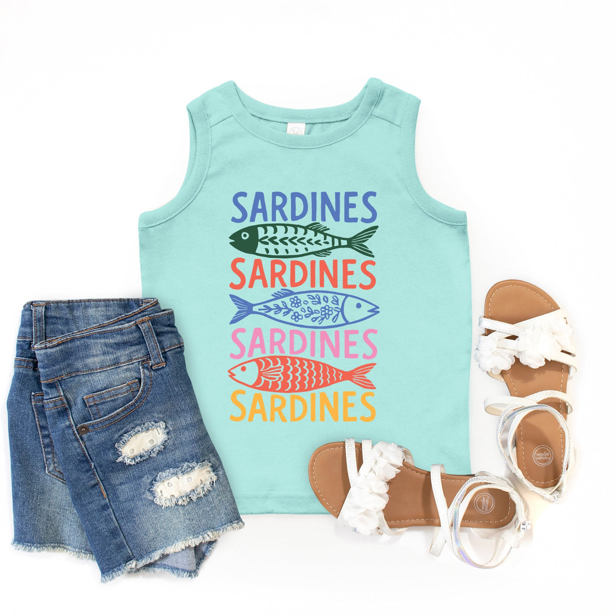 Sardines Colorful Stacked - Youth Tank Top