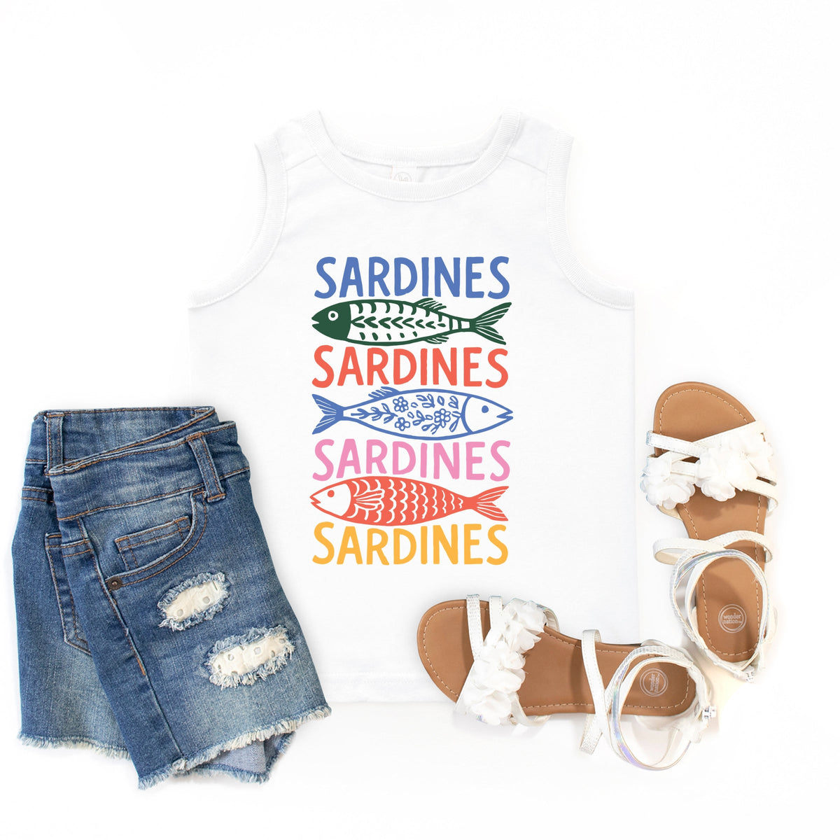 Sardines Colorful Stacked - Youth Tank Top