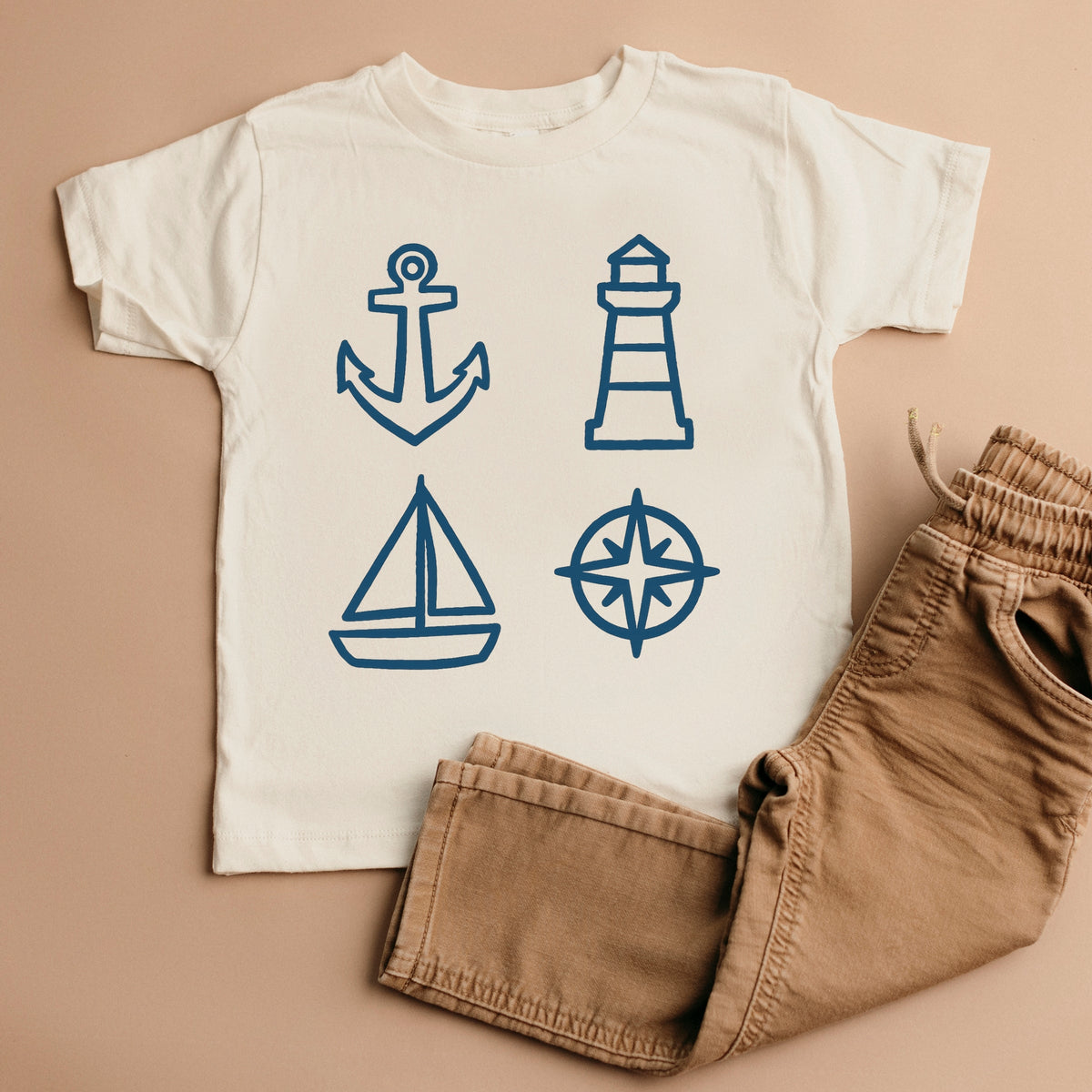 Anchor Lighthouse Boat Compass - Toddler Short Sleeve Graphic T-Shirt