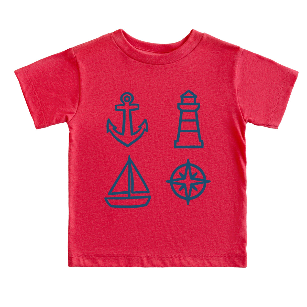 Anchor Lighthouse Boat Compass - Toddler Short Sleeve Graphic T-Shirt