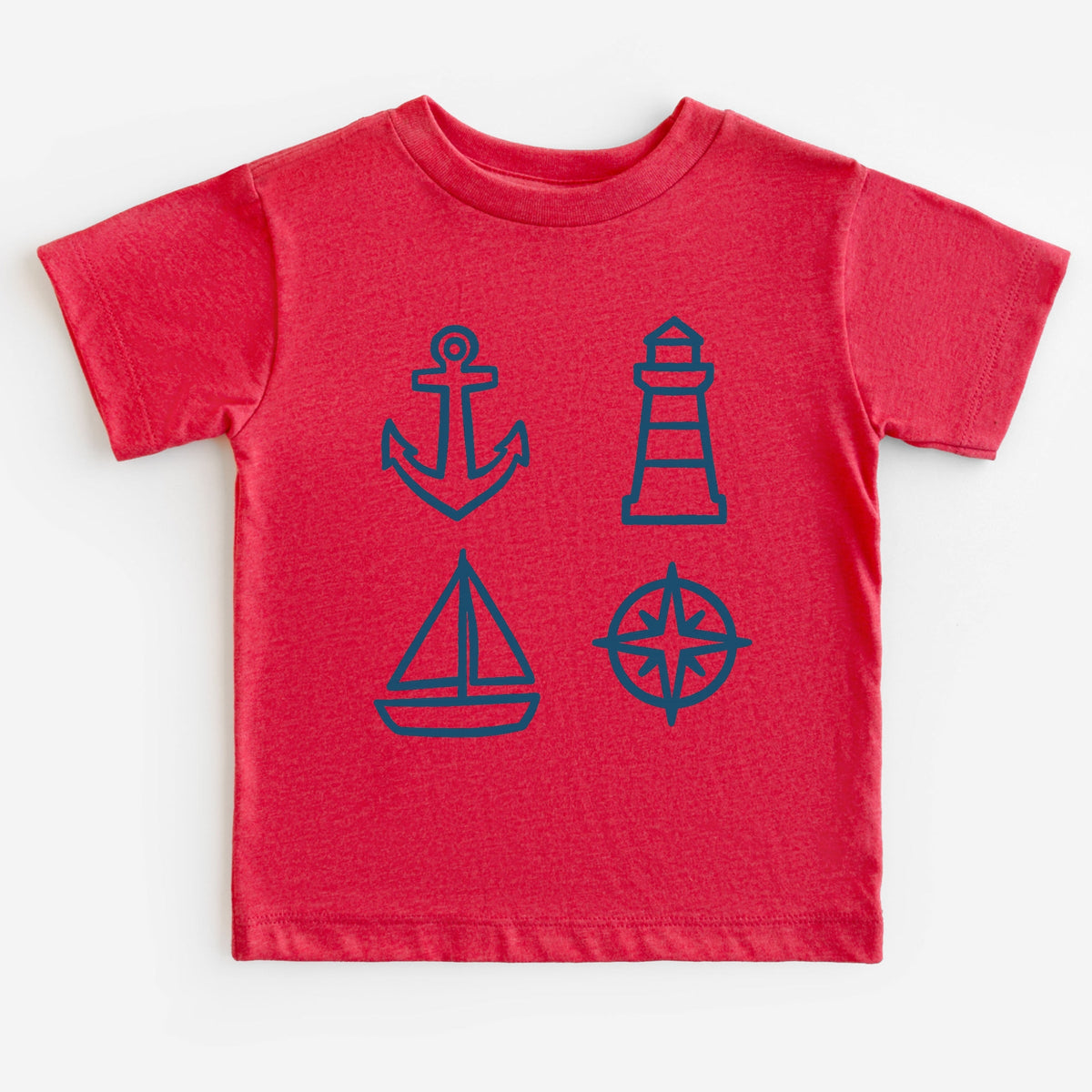 Anchor Lighthouse Boat Compass - Toddler Short Sleeve Graphic T-Shirt