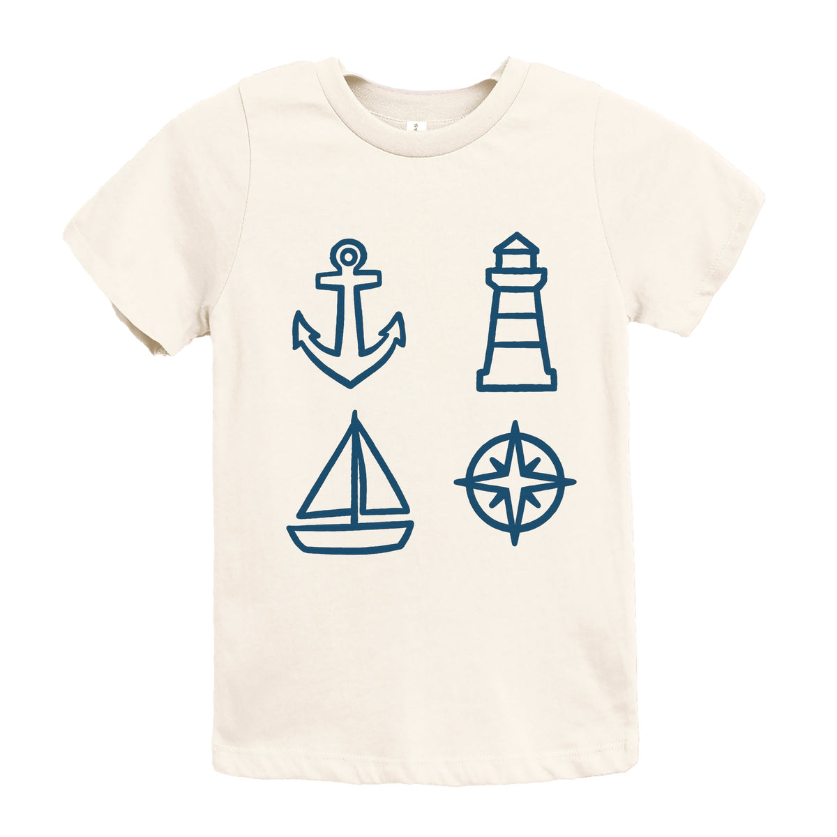 Anchor Lighthouse Boat Compass - Youth Short Sleeve Graphic T-Shirt
