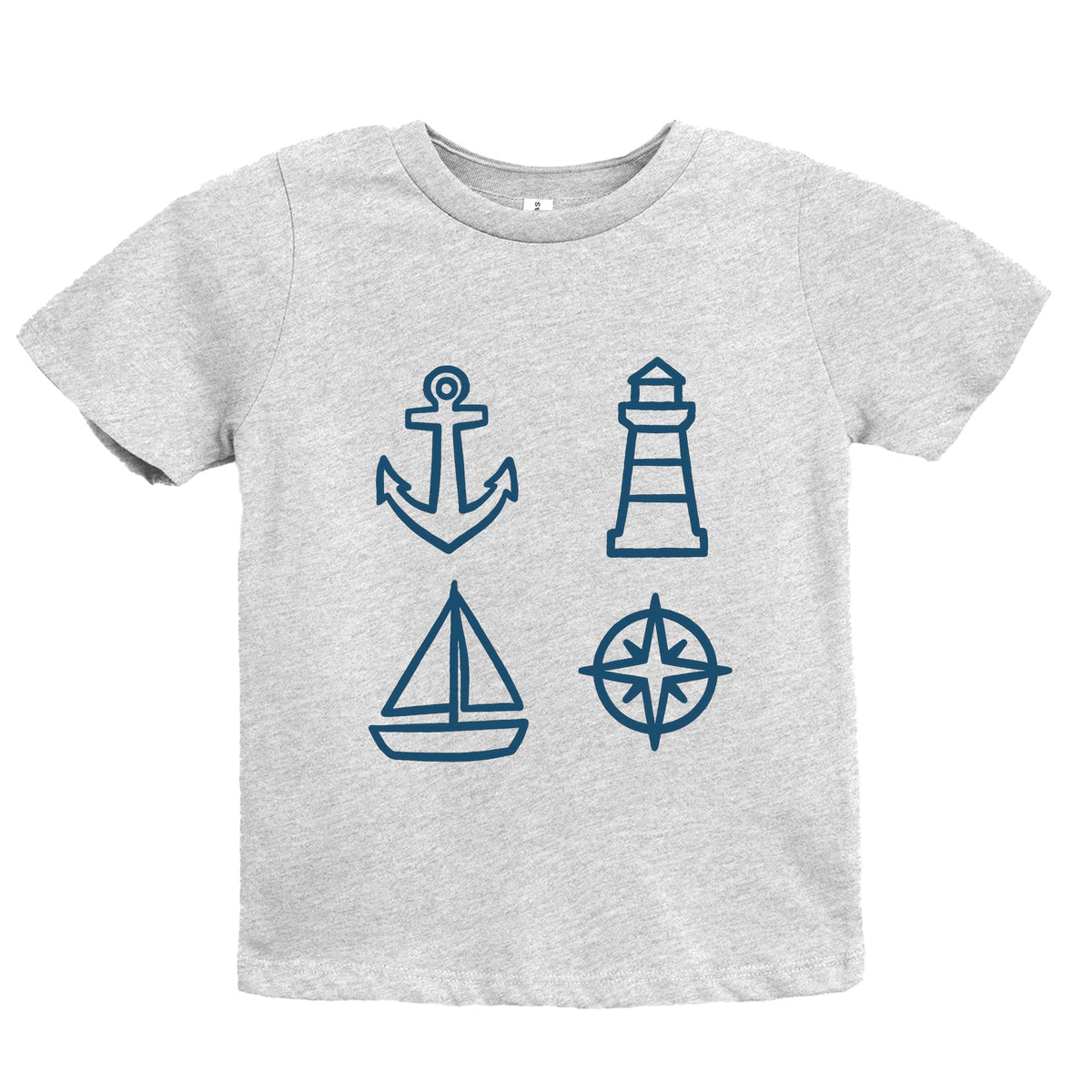 Anchor Lighthouse Boat Compass - Youth Short Sleeve Graphic T-Shirt