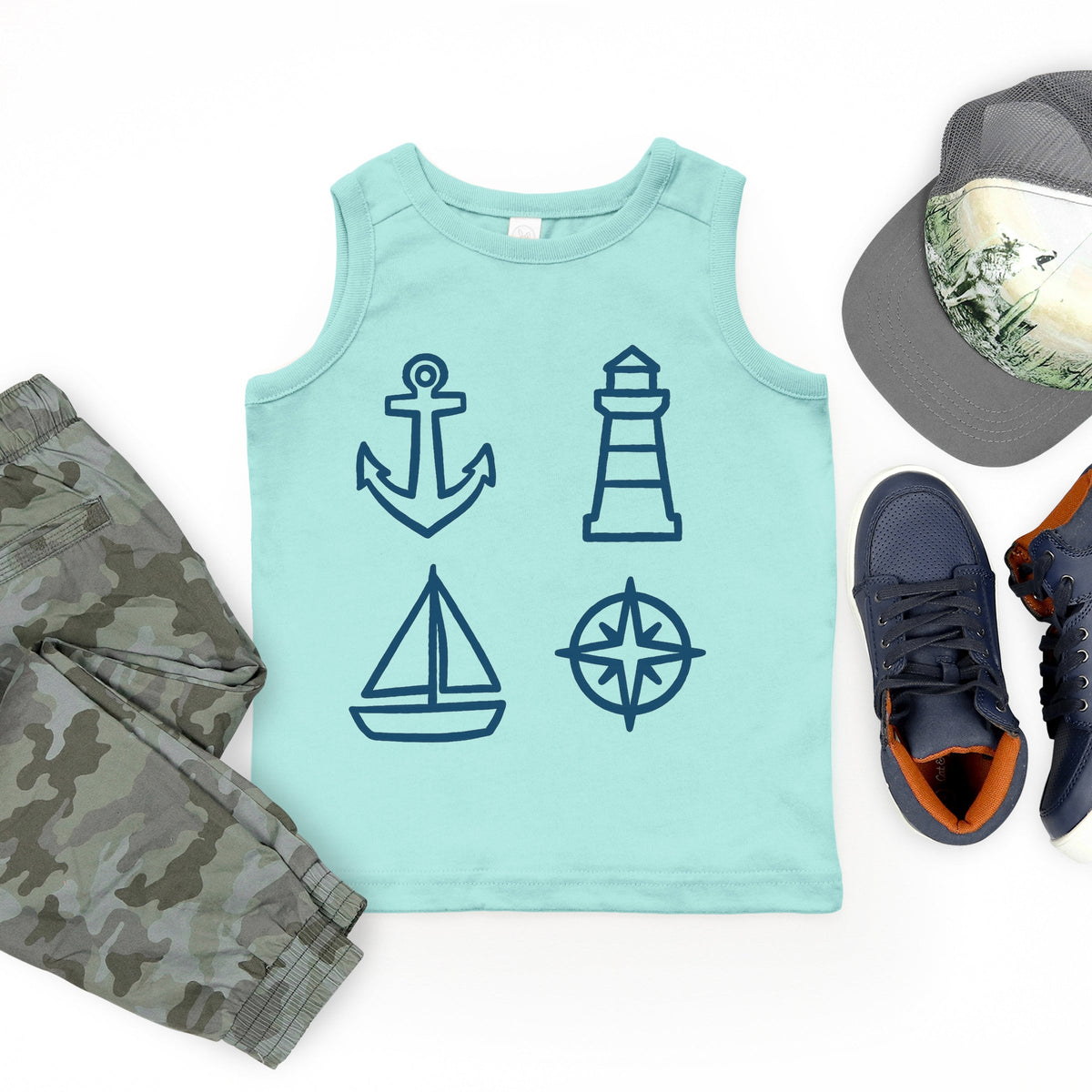 Anchor Lighthouse Boat Compass - Youth Tank Top