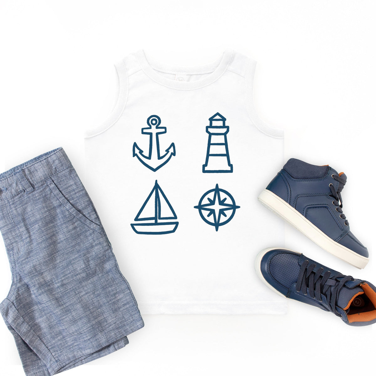 Anchor Lighthouse Boat Compass - Youth Tank Top